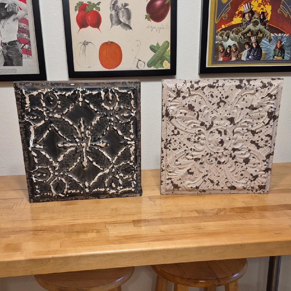 Decorative Wall Art Panels Black & Cream